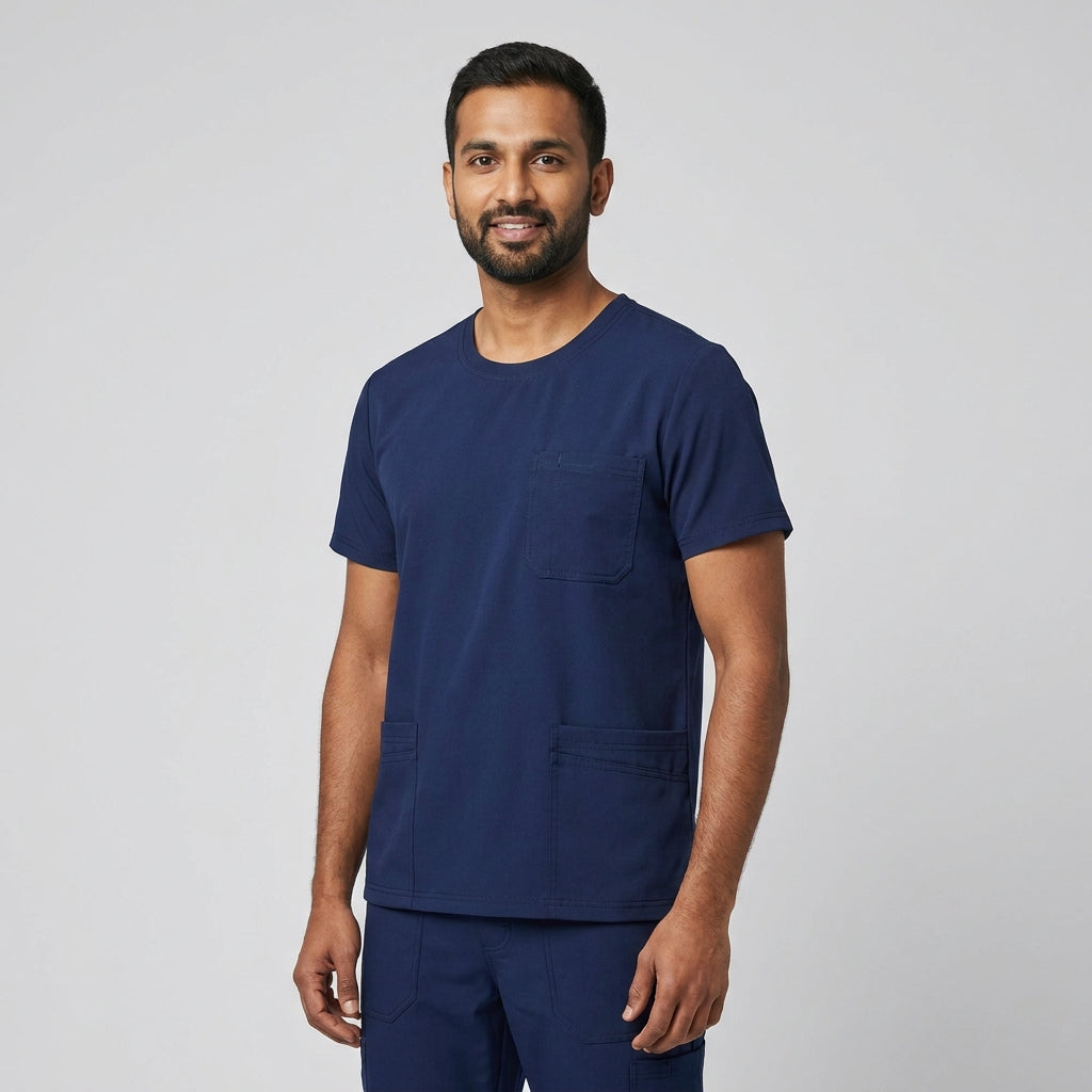 LuxiFlex™ Men's Round Neck (Navy) Scrub