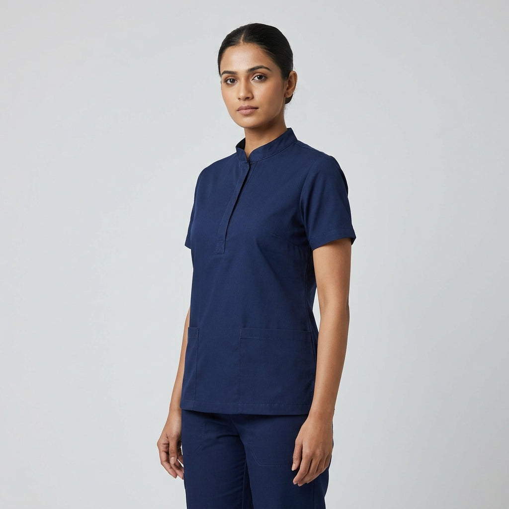 LuxiFlex™ Women's Mandarin Collar (Navy) Scrub