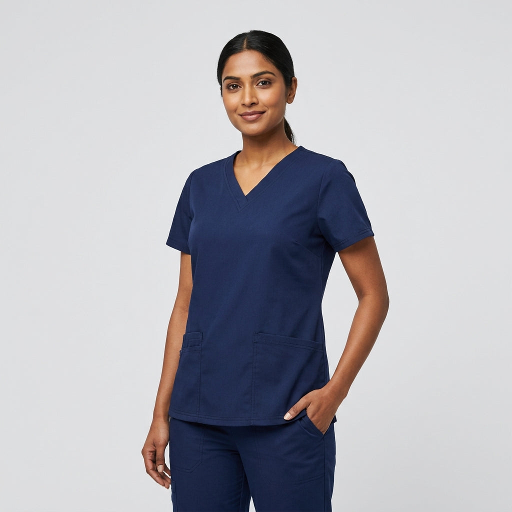 LuxiFlex™ Women's V-Neck (Navy) Scrub