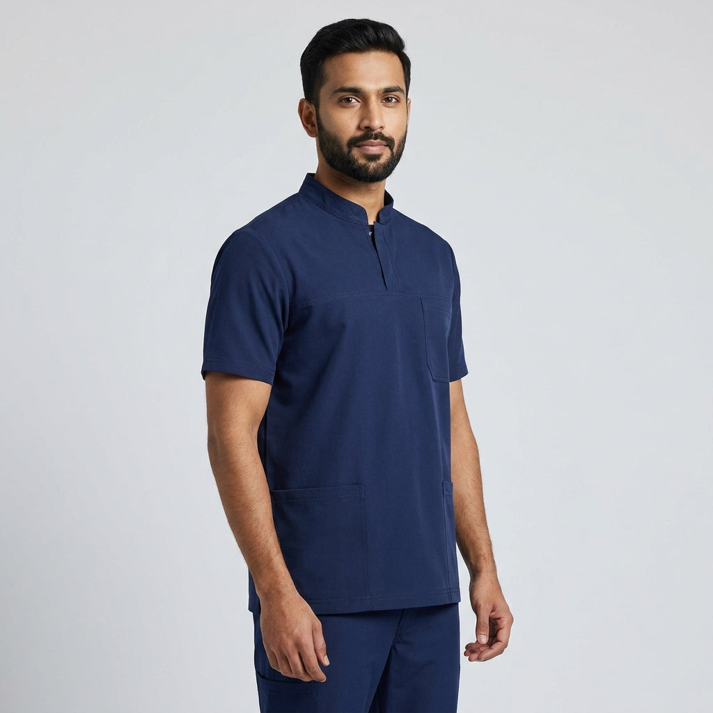 LuxiFlex™ Men's Mandarin Collar (Navy) Scrub