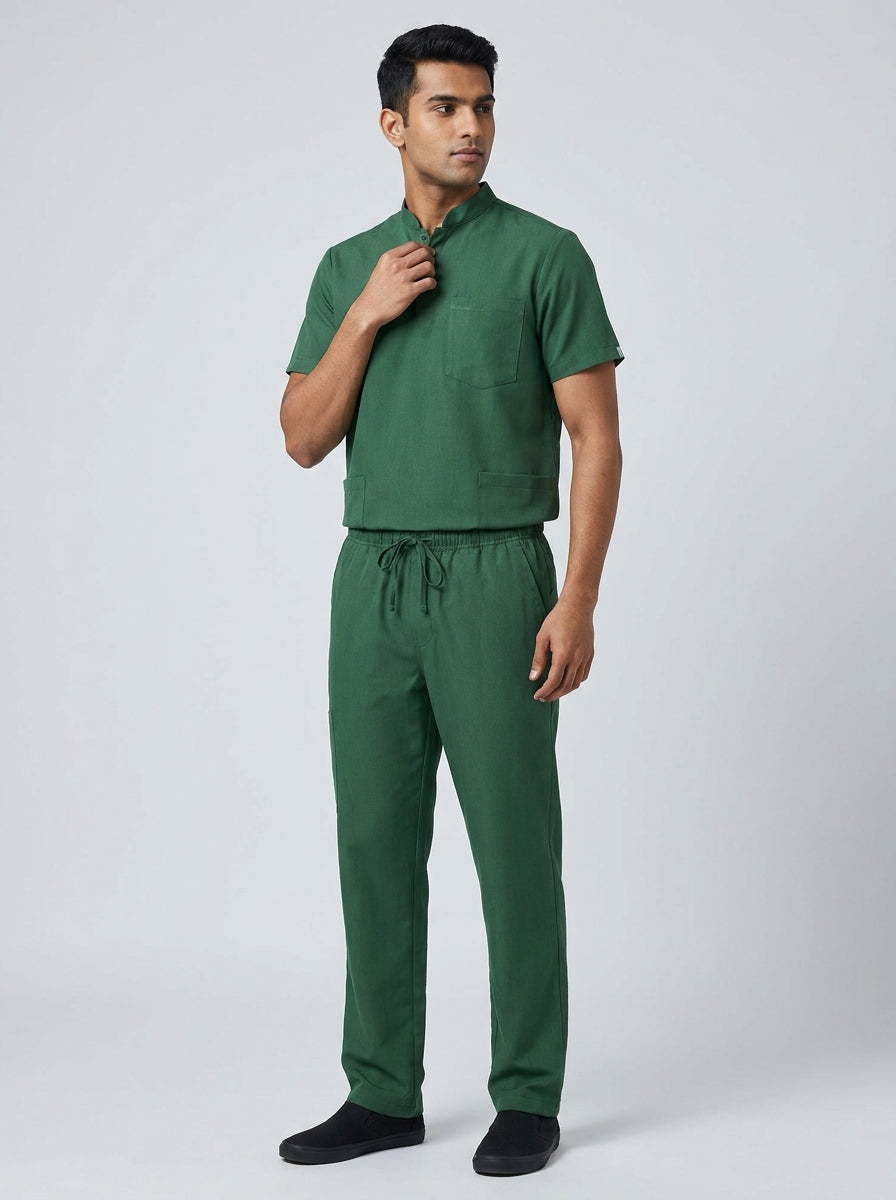 Men's Modern Mandarin-Neck Scrub Top